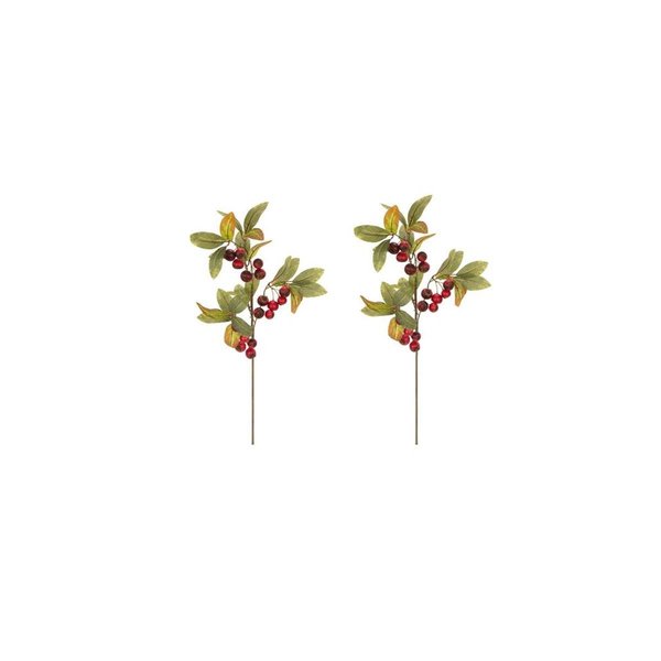 Admired By Nature 29 in Realistic Faux Loquat Fruit Spray Fall Decor Red Set of 2 ABN3L001RD2